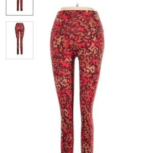 Red Patterned Aerie Leggings 7/8 Length